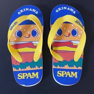 SPAM Kids Flip Flops - Blue and Yellow
